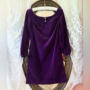 Vintage 1960s Purple Velvet Shift Mini Dress Sparkle Buttons